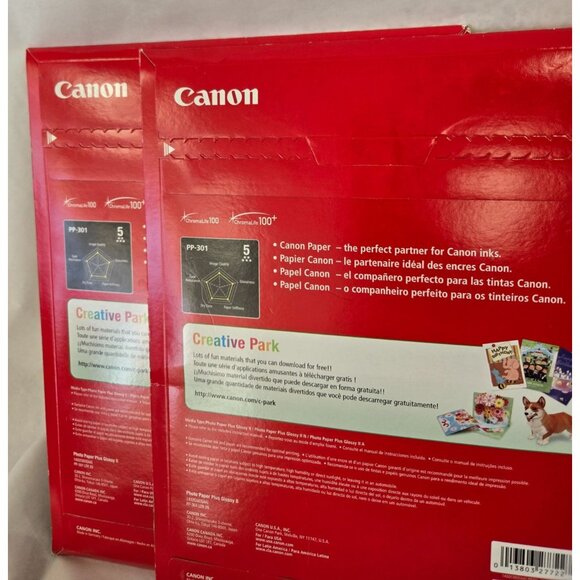 Canon Photo Paper Plus Glossy II PP 301Ink Jet 20 Sheets 8.5X11 Lot of 3 New - Picture 2 of 6